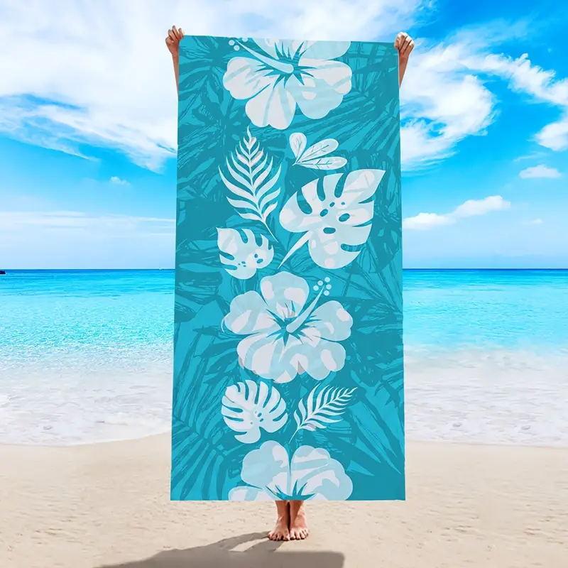 Tropical Shadow Floral Palm Repeat Pattern Soft Absorbent Pool Towel for Sunbathing and Beach Camping Daily Use