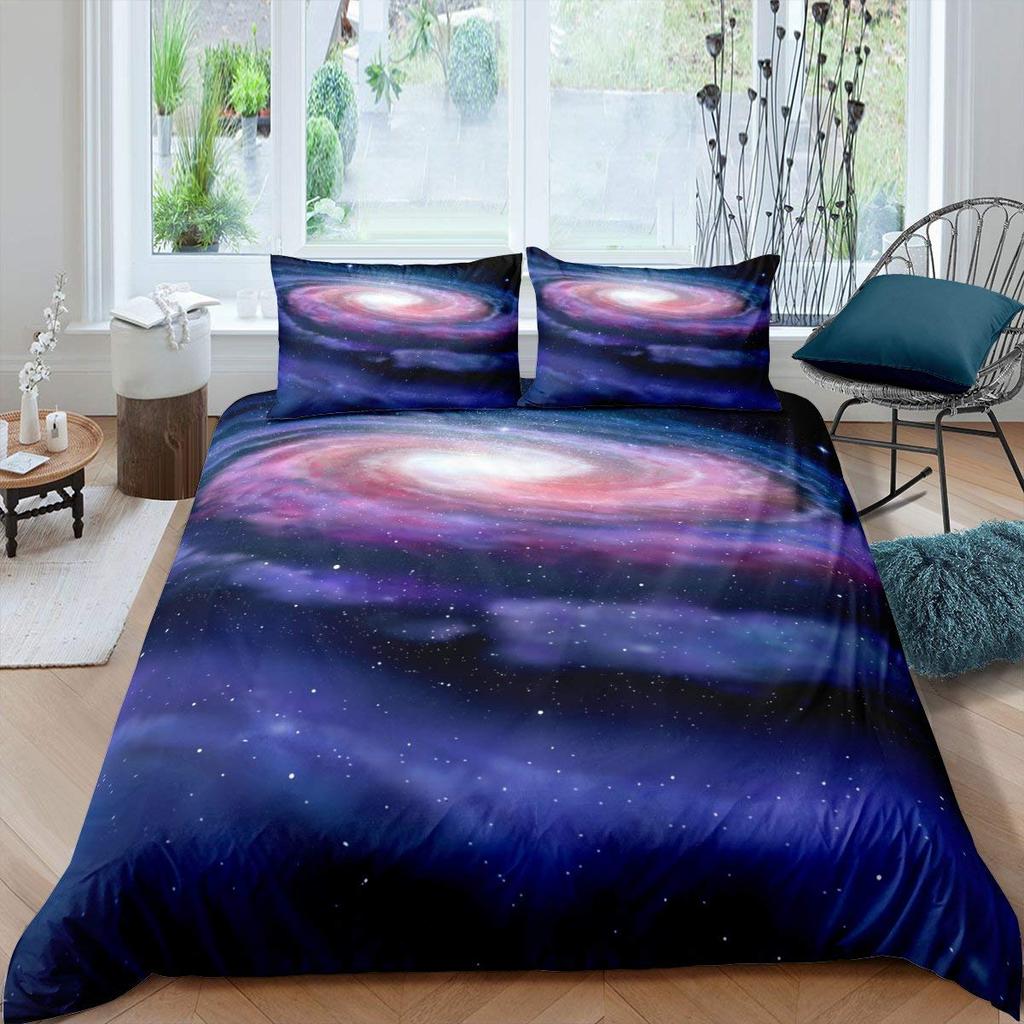 Galaxy Duvet Cover Set 3D Printed Space Themed Bedding Set Kid Boy Galaxy Series Universe Pattern Polyester Quilt Cover For Girl