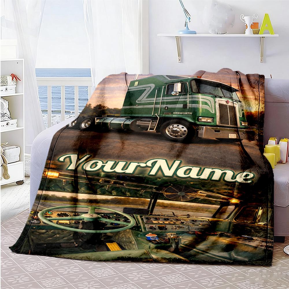 Peterbilt Heavy Trucks Customize Text Blanket Multi-purpose Personalized Blanket Ultra-Soft Suitable for Seaside Sofa Couch Bed All-Season Use