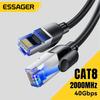 Essager CAT8 Ethernet Cable 40Gbps 2000MHz CAT 8 Networking Cotton Braided Internet Lan Cord for Laptops PS 5 Router RJ45 Cable