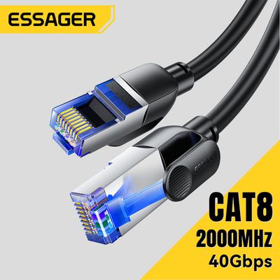 Essager Сетевой кабель Ethernet CAT8 40 Гбит/с 2000 МГц CAT 8 Хлопковая оплетка Интернет Lan-кабель для ноутбуков PS 5 Роутер Кабель RJ45