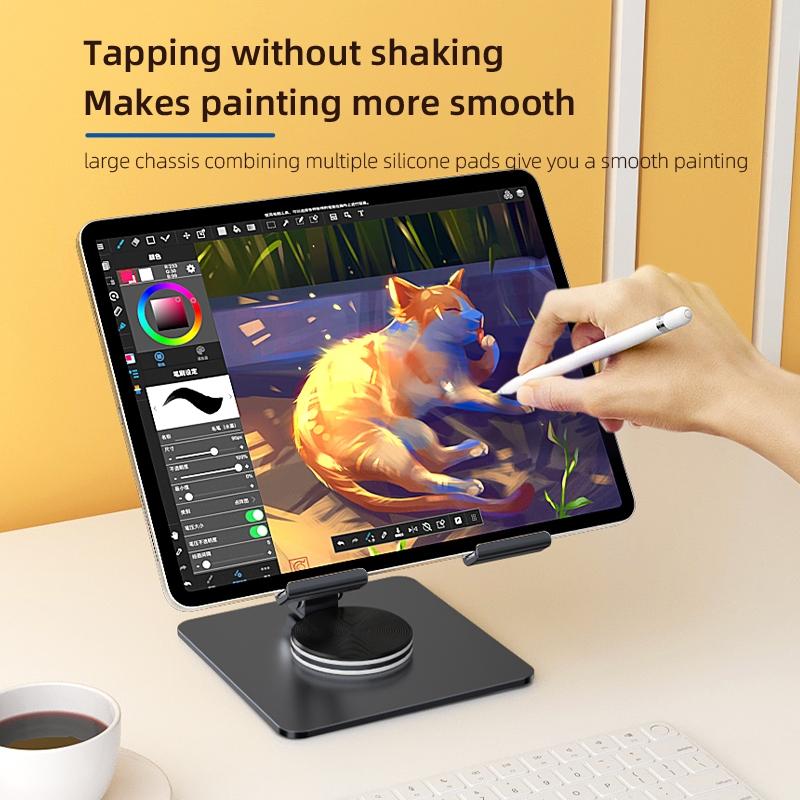 Meewoo Tablet Stand 360°Rotate for Foldable iPad Stand Height Adjustable Tablet Holder for 4-12.9in