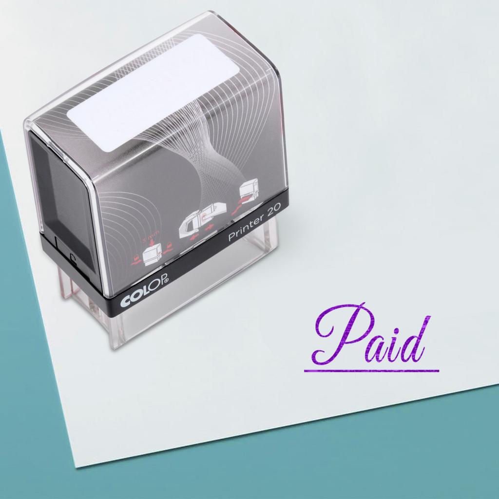 PAID Self Inking Rubber Stamp Custom Colop Office Stationary P20 Mini Stamper