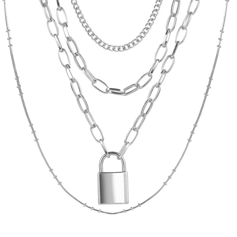 Элегантная модная простая цепочка в стиле панк, ювелирные изделия, подвесной замок, ожерелье, женский подарок