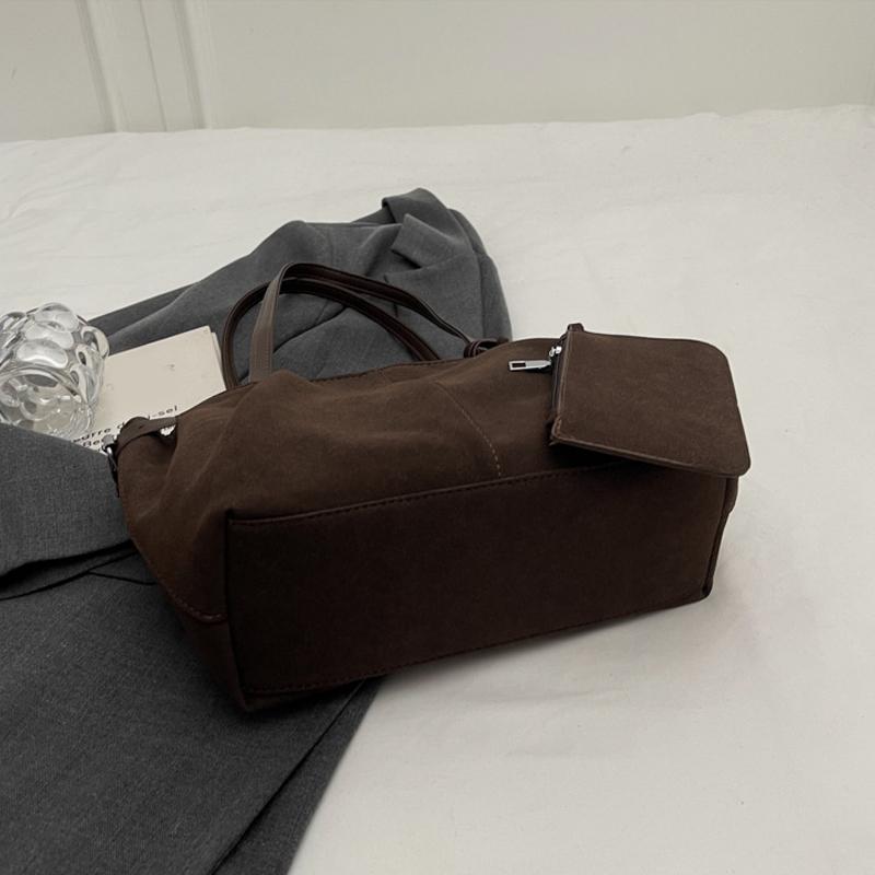 Yogodlns Замшевые сумки через плечо для женщин, вместительные сумки-тоуты, легкая сумка под мышкой, повседневная сумка-шоппер, однотонная дорожная сумка-ведро