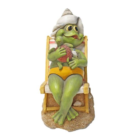 Пляжный шезлонг, фигурка тумана, смоляная лежащая мультяшная лягушка, скульптура, домашний офис, рабочий стол, внутреннее, внешнее, садовое украшение, орнамент