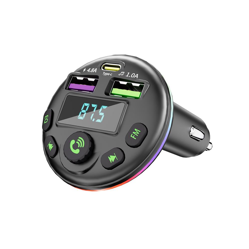 Автомобильный Bluetooth 5.0 FM-передатчик MP3-модулятор плеер Handsfree аудиоресивер с 3 в 1 двойным USB-кабелем для зарядки для iPhone Huawei