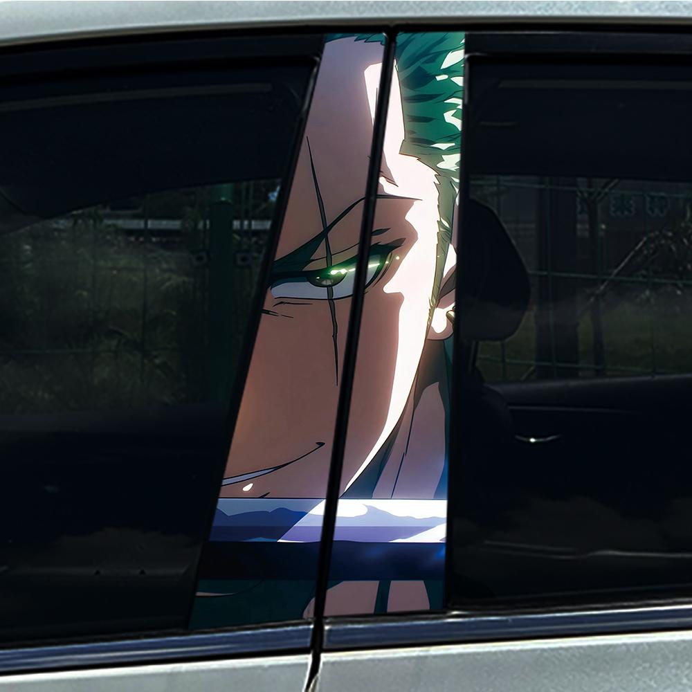 1/2pcs Handsome Cool Anime Boy Car Center Pillar Sticker B Pillar Protective Film Decoration