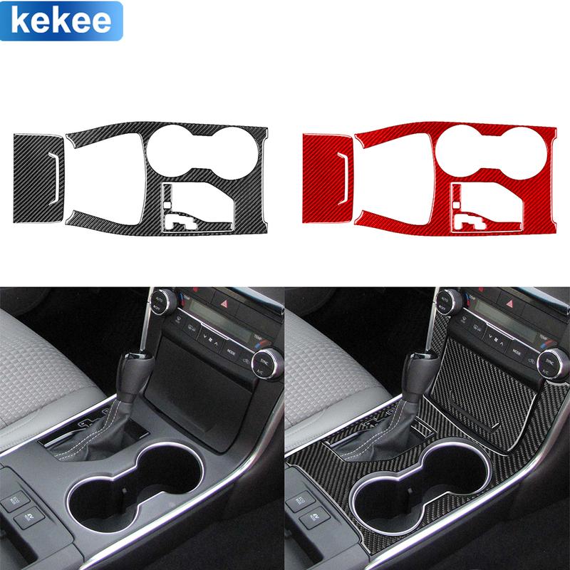 For Toyota Camry 2015 2016 2017 Gear Shift Gearbox Panel Set Cover Real Carbon Fiber Sticker Car Interior Moulding Accessories