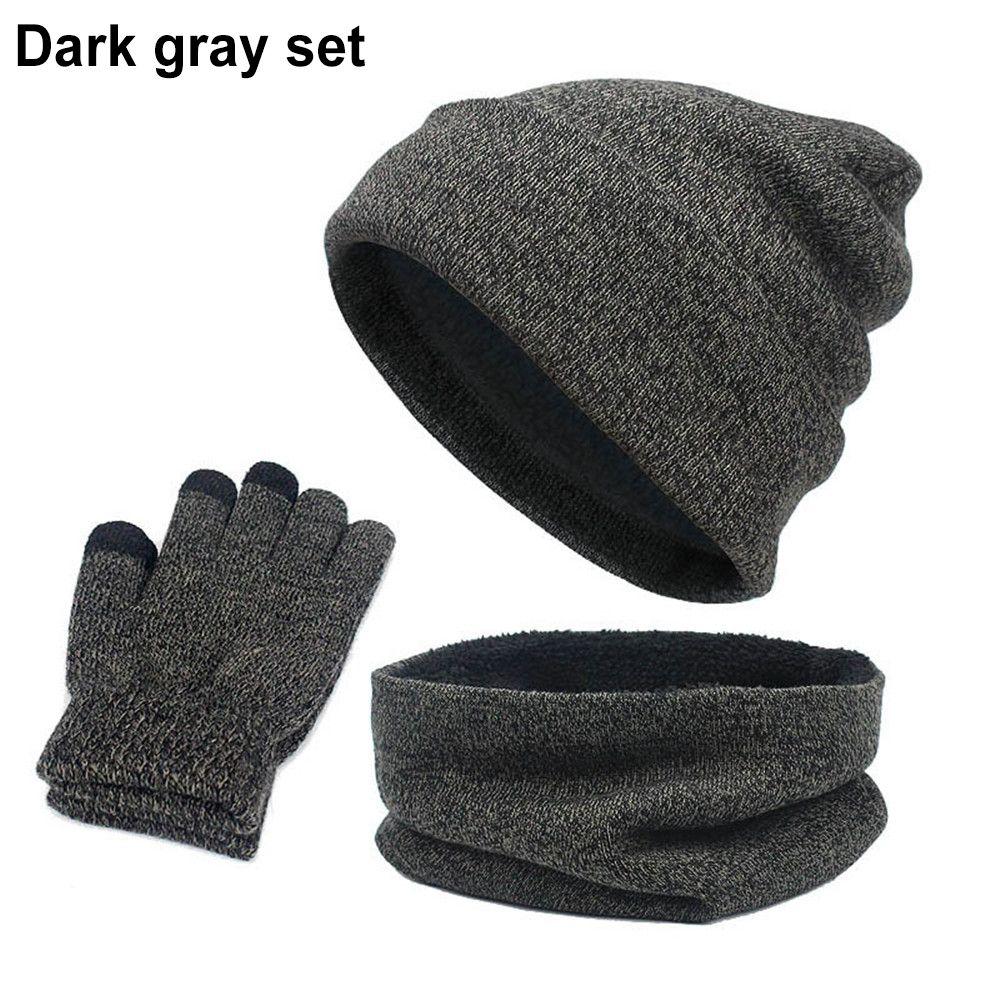 Новые перчатки для сенсорного экрана, утеплитель для шеи, шапка, шарф, перчатки, комплект, флисовый шарф, шапка-бини, зимняя теплая