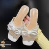 Fashion New for Summer 2024 Low-heeled Slippers for Women Fashion Brand Design Casual White Bowknot Sandals Big Yards of Shoes 41-43