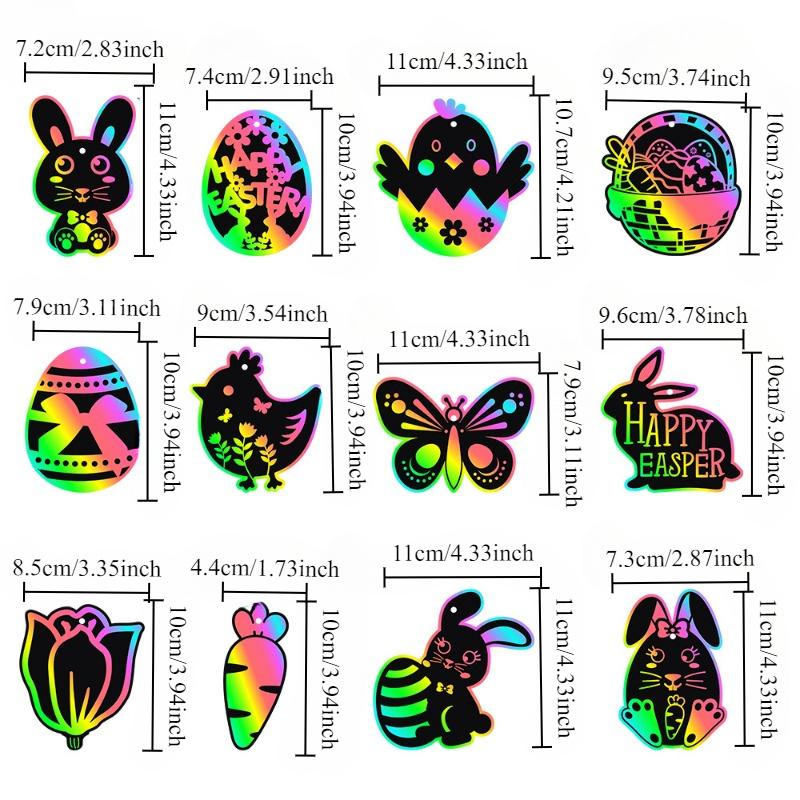 24pcs/1pack Easter Party Scratch Paintings, Rabbit Festival Scratch Cards, Easter DIY Gift Decoration Hangtags, Home Decoration.