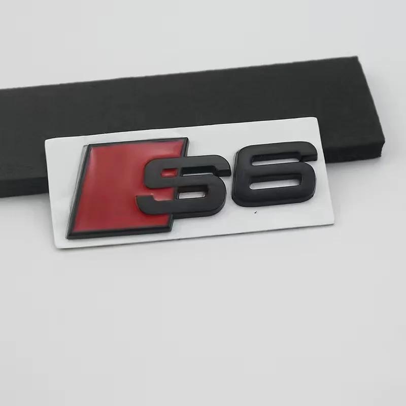 New 4Ring logo ABS Black For AUDI S6 2020-2023 Car Hood Front Grill Emblem Rear Trunk Badge Sticker 2P S6 1P Audi Sport