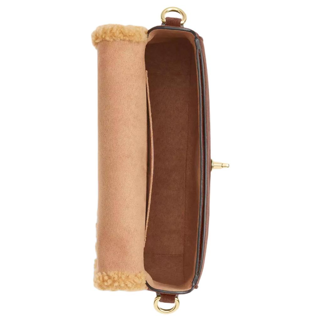 Coach Hadley 24 Removable Handle Suede And Shearling Leather Shoulder Bag Women shoulder bag Vintage-Brown CDL68-IMYMY