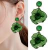 1 Pair Women Earrings Rose Flower Shaped Pendant Acrylic Earrings Shiny Rhinestones Charm Earrings Jewelry Accessories