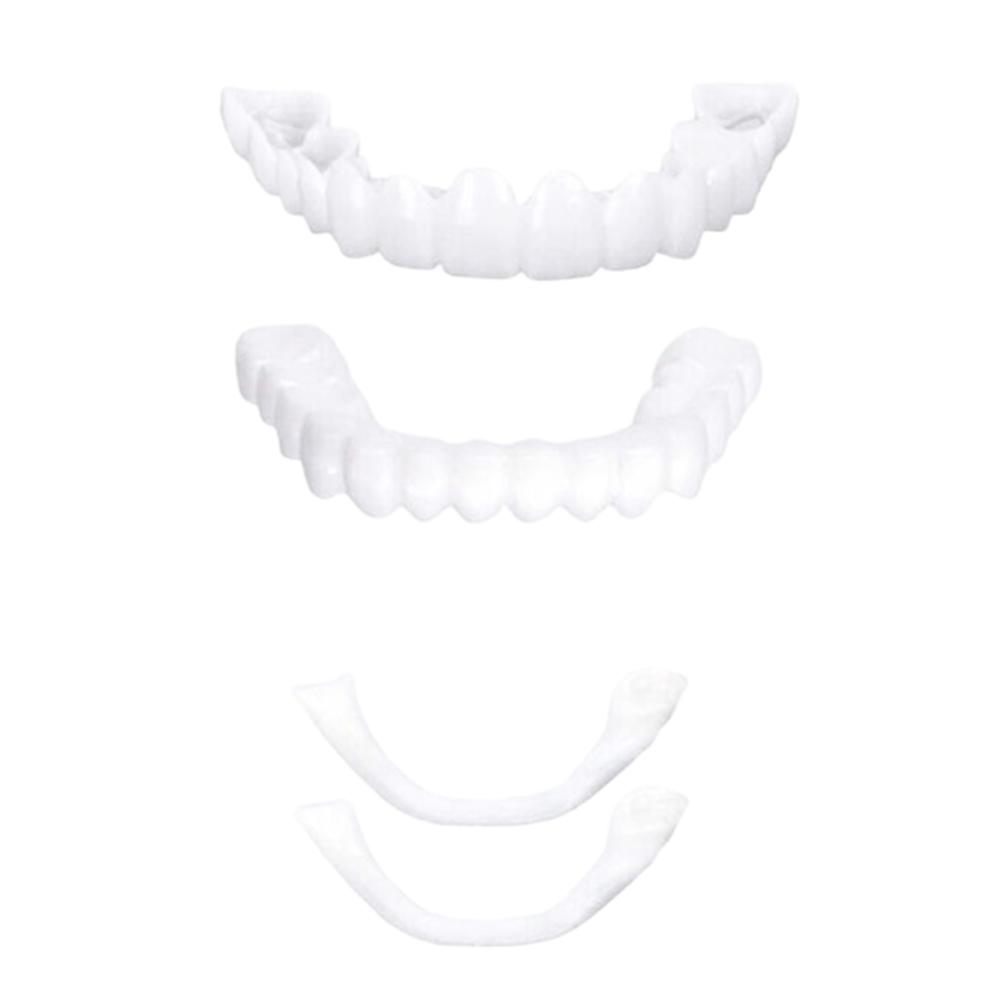 Perfect Fit Teeth Whitening Fake Tooth Cover Snap Cap Silicone Upper/Lower Jaw Denture False Teeth Veneer Regain Confident Smile