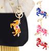 Keychain Pendant Chinese Zodiac Enamel Horse Rhinestones Inlaid Key Chain Metal Charm Bags Keyring