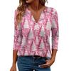 Women's Casual Fashionable Sexy Comfortable V-Neck Christmas Three-Quarter Sleeve Top