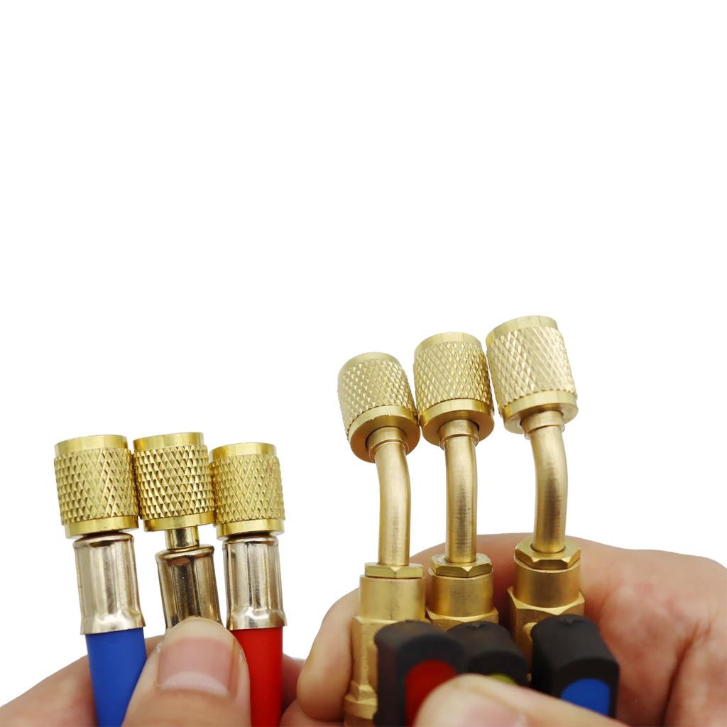 162 см HVAC 1/4 дюйма SAE 600 PSI R410a R134a R22 заправочные шланги с запорным клапаном