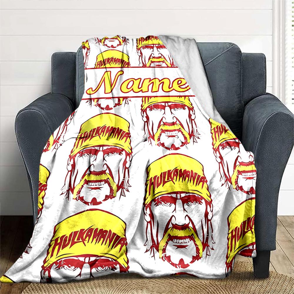 Customiz Name Personality Hulk Hogan Blanket Soft &Warm Sofa Office Bed Travel Lunch Break Blanket, Gift Suitable All Seasons