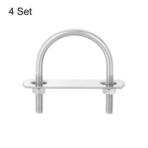 uxcell U-Bolts, M6, 45mm Inner Width, 65mm Length, 304 Stainless Steel, with Nuts, Plates, and Washers, Set of 4, for Home and Industrial Use, Fasteni