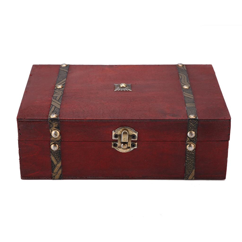 Vintage Wooden Jewelry Storage Box Retro Antique Living Goods Organizer Gift Case