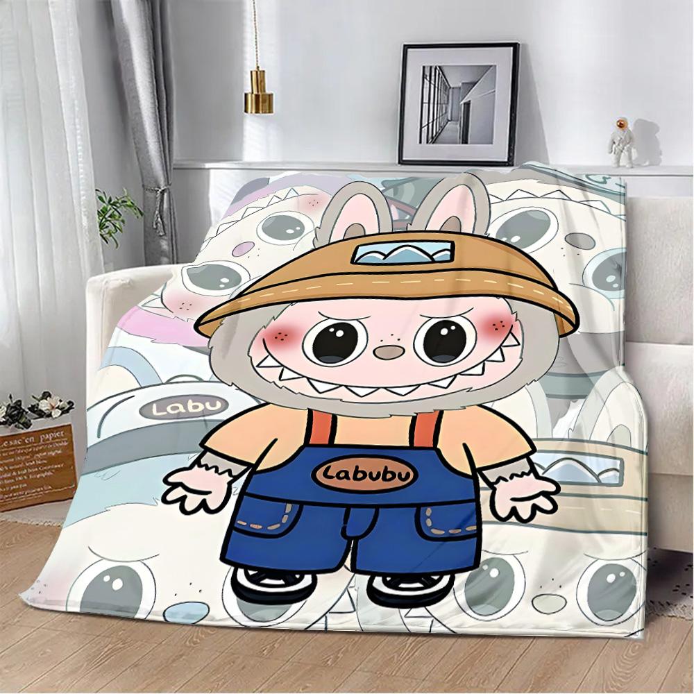 Милое мультяшное одеяло с принтом Лабубу, одеяла для пикника, теплое одеяло, мягкое и удобное одеяло для дома, путешествий, подарка на день рождения