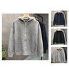 Men's Casual Solid-color Cutouted Hooded Cardigan Knitted Sweater Coat