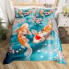 Koi Fish Duvet Cover Full Queen Japanese Cherry Blossom Tree Bedding Set Marine Sealife Comforter Cover For Kids Teen Room Decor