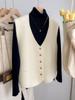 Французская мода трикотажный жилет женский ранний весенний кардиган верхняя одежда джемпер жилет свободные топы без рукавов плечи