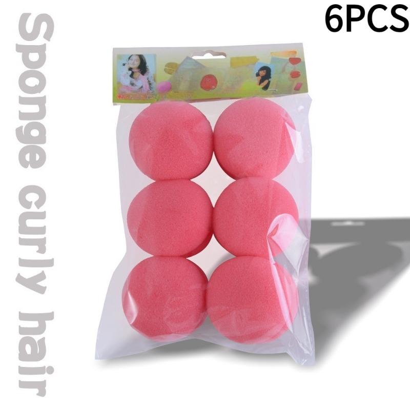 6PCS Lazy Sleeping Curly Hair Sponge Ball Hair Curl, Strawberry Type Does Not Hurt Soft Hair Curler