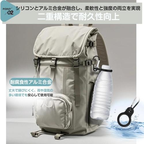 Set of 2 Portable Water Bottle Holders with Carabiners, Ideal for Outdoor Activities, Camping, Hydration, and More. Silicone Strap, Compatible with Ba