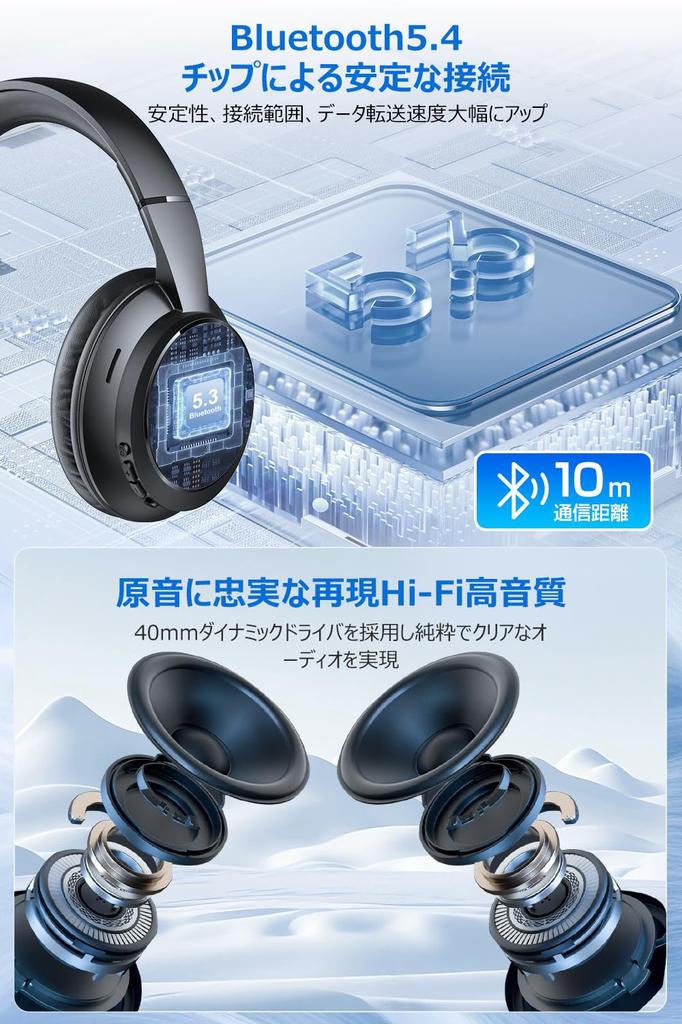 Беспроводные Bluetooth-наушники с активным шумоподавлением, проводные и беспроводные, до 35 часов работы, multipoint, комфортные, минимальная утечка звука, 3 эквалайзера, кабель, первый в отрасли 5.4