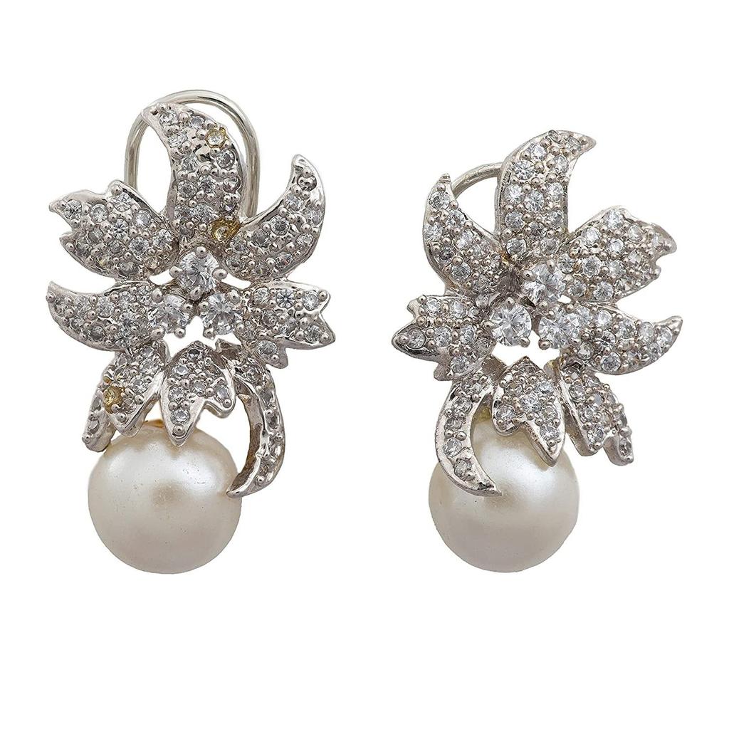 Женские серьги-подвески Estele, позолоченные и посеребренные, с американскими бриллиантами и рубиновыми листьями