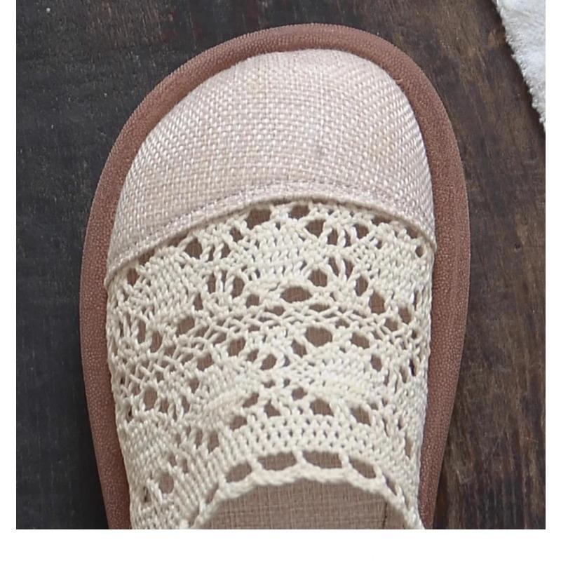 Мода 2025Женские художественные бохо сандалии из кружева и сетки - Винтажный ретро стиль, Универсальные мюли с закрытым носком и ремешком на пятке с вырезами