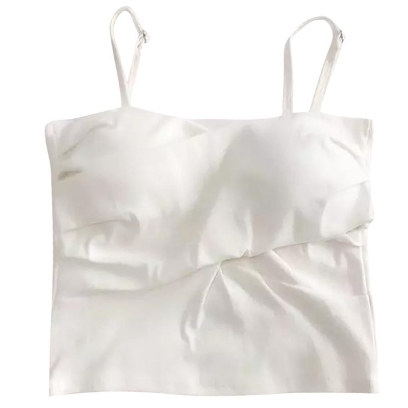 Женский топ-топ на бретельках, однотонный тонкий жилет