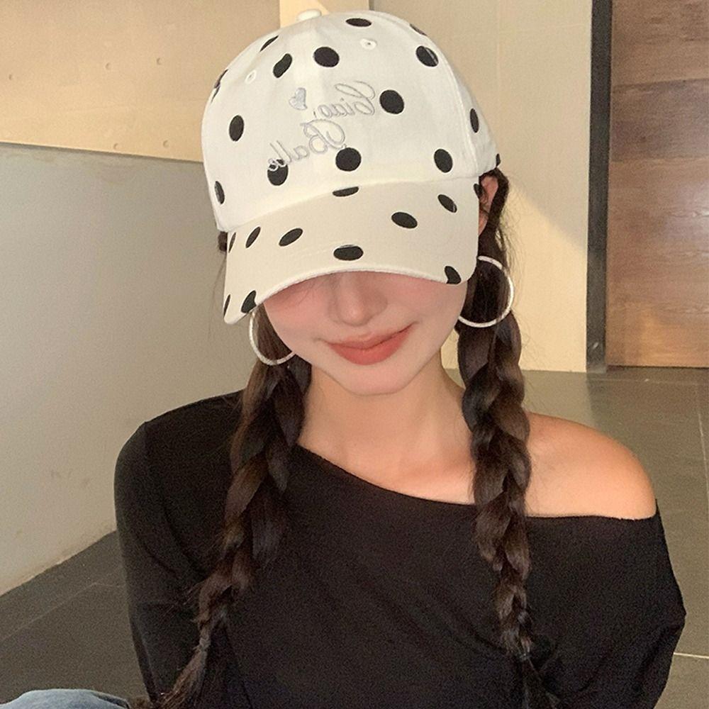 Polka Dot Baseball Cap Adjustable Sun Hat Fashion Peaked Cap for Women