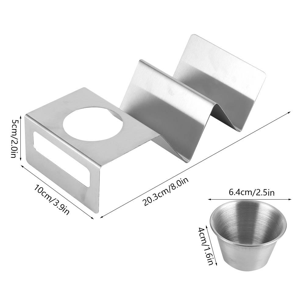 Stainless Steel Taco Holder Pancake Stand Rack with Sauce Cup Home Kitchen Restaurant Buffet Tools