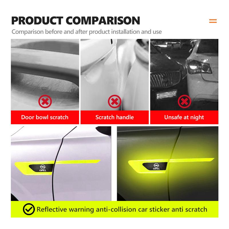 Car Reflective Sticker Door Bumper Anti-collision Protector Strips For Opel ADAM ASTRA J K CORSA E INSIGNIA MOKKA VIVA Meriva OT4