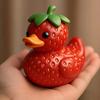 1PC Fun Strawberry Duck,Pineapple Duck Home Decorations,Handmade Resin Decorations,Cute Cartoon Style Fruit Duck Figurine
