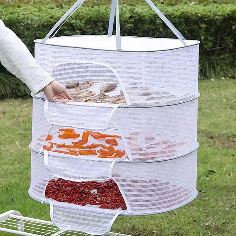 Foldable Dried Vegetable Net Portable Multi-layer Drying Net Clothes Hanging Dryer Food Drying