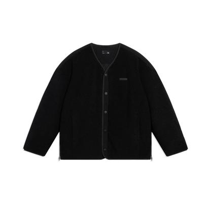 Li Ning Sports Lifestyle Series однотонная хлопковая куртка без воротника на пуговицах унисекс черная AFDSD71-2