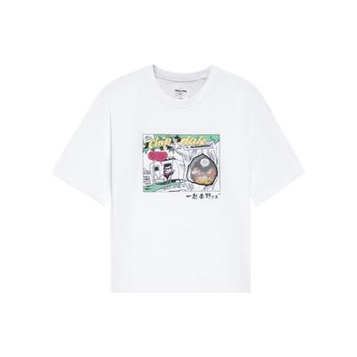 Футболка Li Ning X Disney Cartoon Print Letter Pattern с круглым вырезом, женские топы, белая AHSS260-3