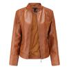Women's Elegant Stand-up Collar Solid Jacket 2022 Female Three-dimensional Pattern Coat S-4XL New Pu Faux Leather Jacket Women