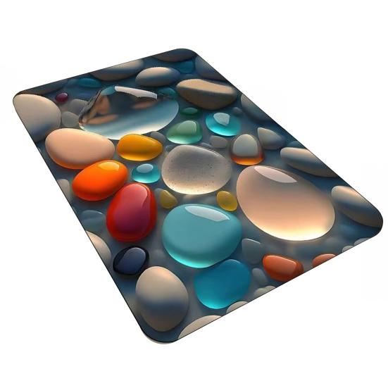 Yousheng 3D Оптическая иллюзия Ковер Галька Камень Визуальная иллюзия Придверный коврик Нескользящий Водопоглощающий Напольный коврик для ванной комнаты Спальни Гостиной Прихожей