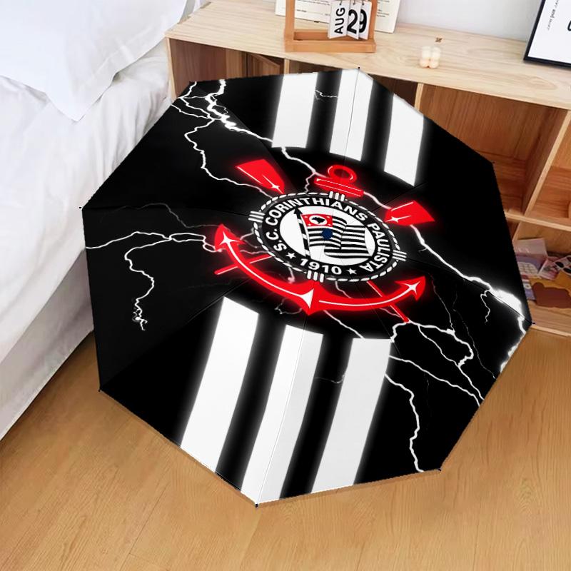 1PC Sport Club Football Crest Printed Umbrella Folding umbrella, automatic umbrella 8-Frame for Travel, camping Fan gifts Christmas Gifts