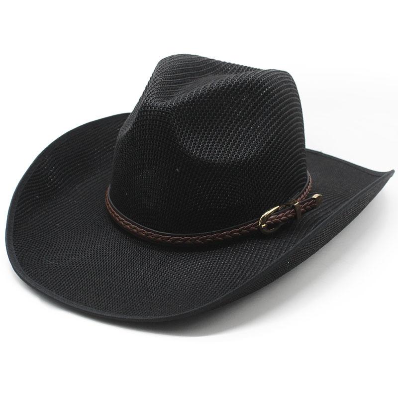 Straw Hat Western Cowboy Hat Knitted Hat Bent Brim Big Eaves Hat Belt