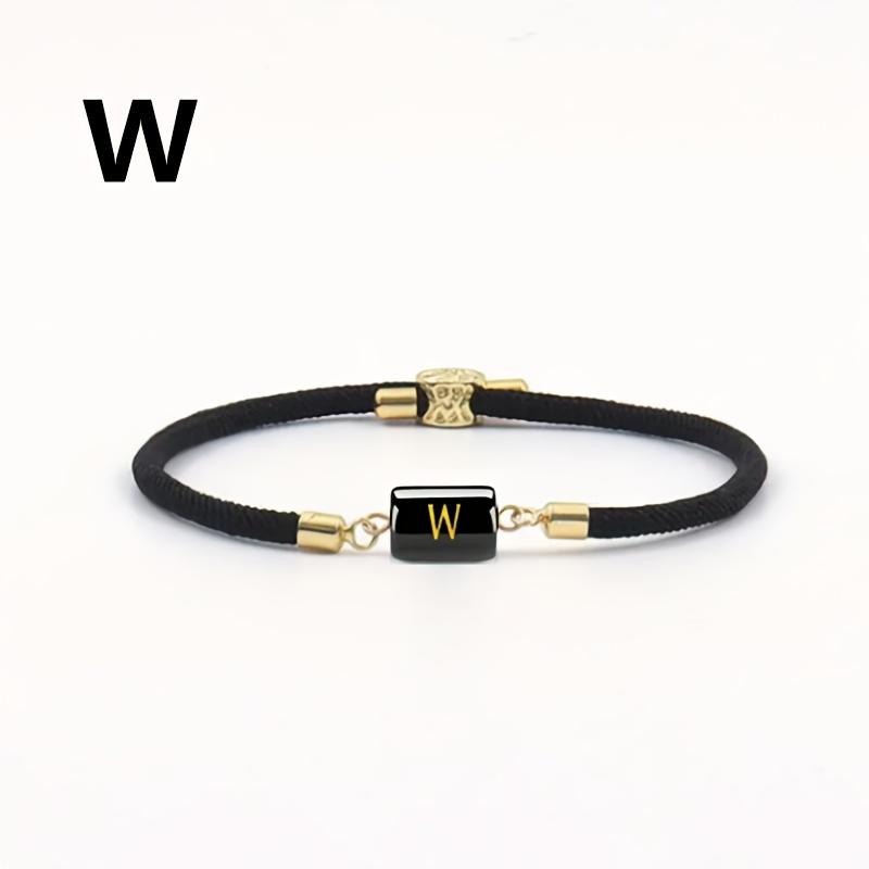1PC-Z26 Double-Sided Bracelet with Uppercase English Letters, Adjustable Black Cord and Letters Perfectly Matched,