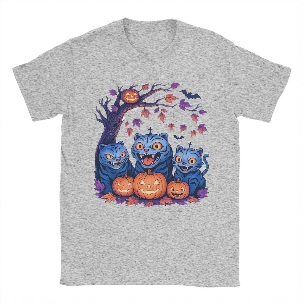 Men Spooky Huntrix Halloween Derpy Tiger T Shirt Pure Cotton Tops Novelty Short Sleeve Round Neck Tees Summer T-Shirts