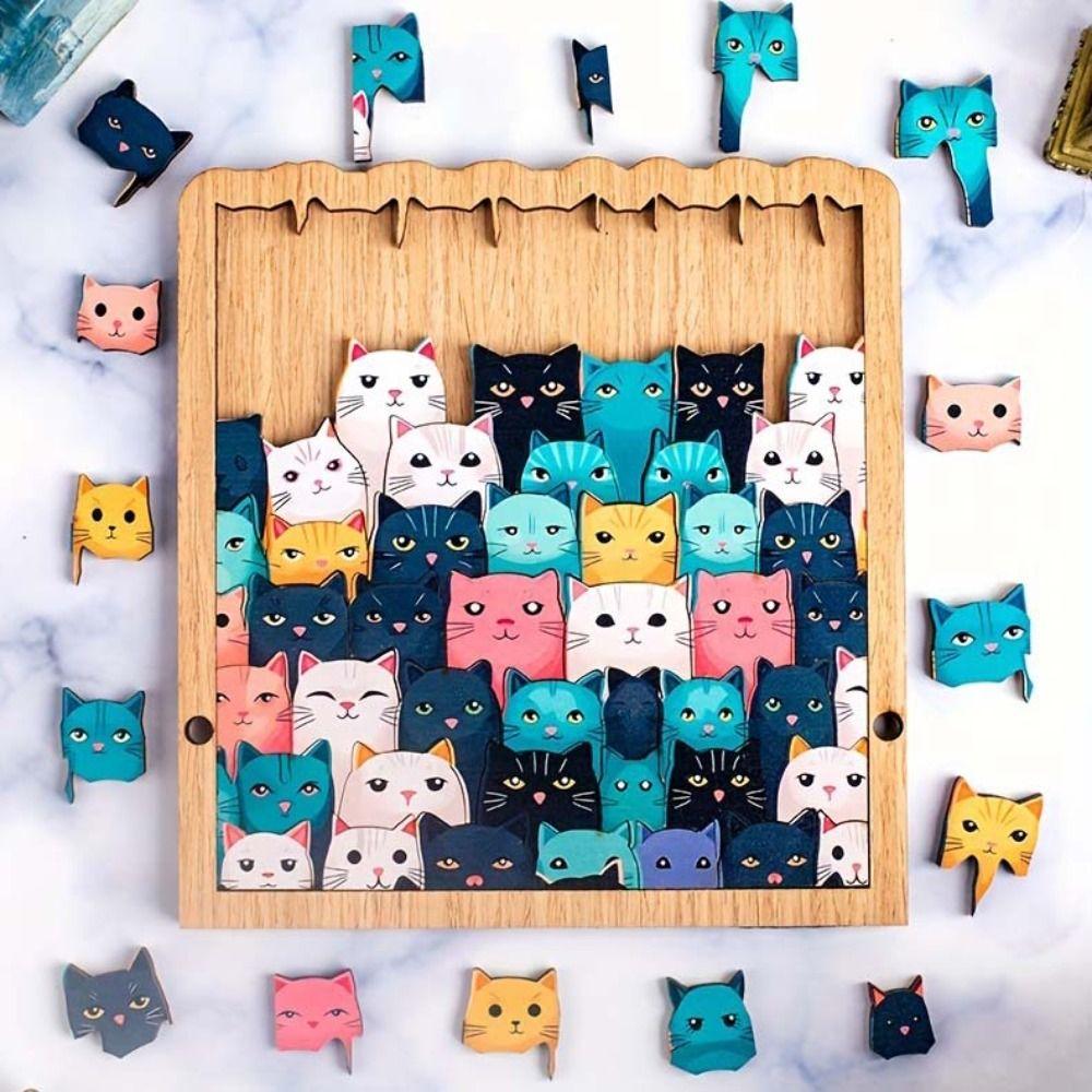 Special-shaped Cat Puzzles High Challenge Cat Jigsaw Creative Wooden Puzzles  Cat Lovers